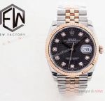 EWF Swiss 3235 Rolex Datejust Black Motif 2-Tone Rose Gold Watch 36mm_th.jpg